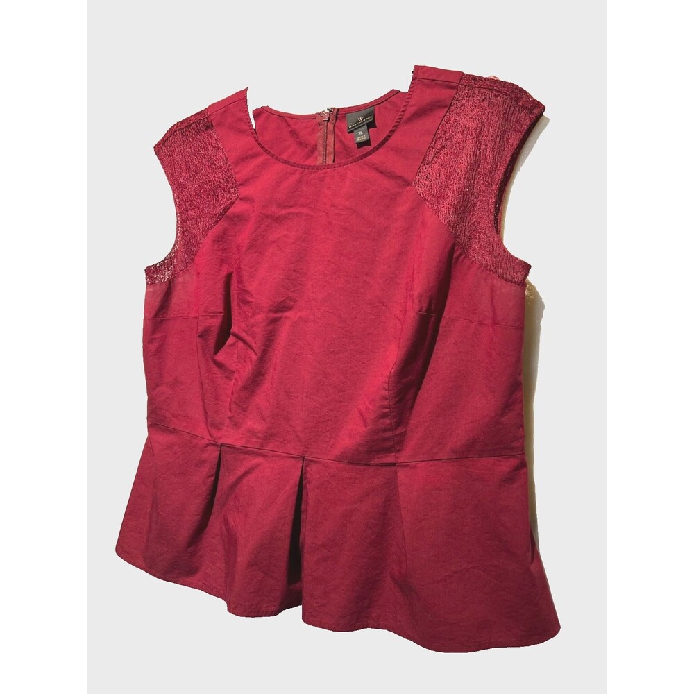 Worthington Ladies Burgandy Peplum Zip Top SIZE XL